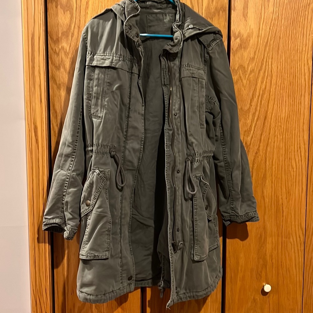 Women’s Hooded Utility Parka Jacket - Olive Green